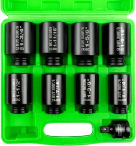 Buyrobus Sae2509 1/2 Inch Drive Impact Socket Set 9-piece Standard Sae Deep Axle Nut Sockets 6-poin