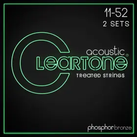 Cleartone 7411-2 Phosphor Bronze Custom Light Acoustic Guitar Strings 11-52 2-pack